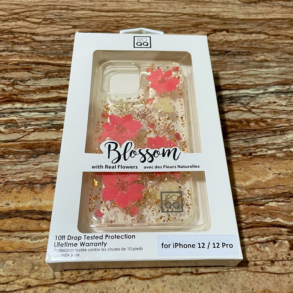 Pink Floral Phonecase Protective Shell Compatible with Apple iPhone 12/12 Pro